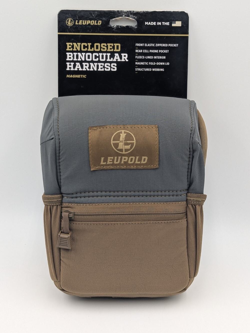 Leupold Magnetic Enclosed Binocular Harness, Fleece Lined Interior Tan/Grey NEW